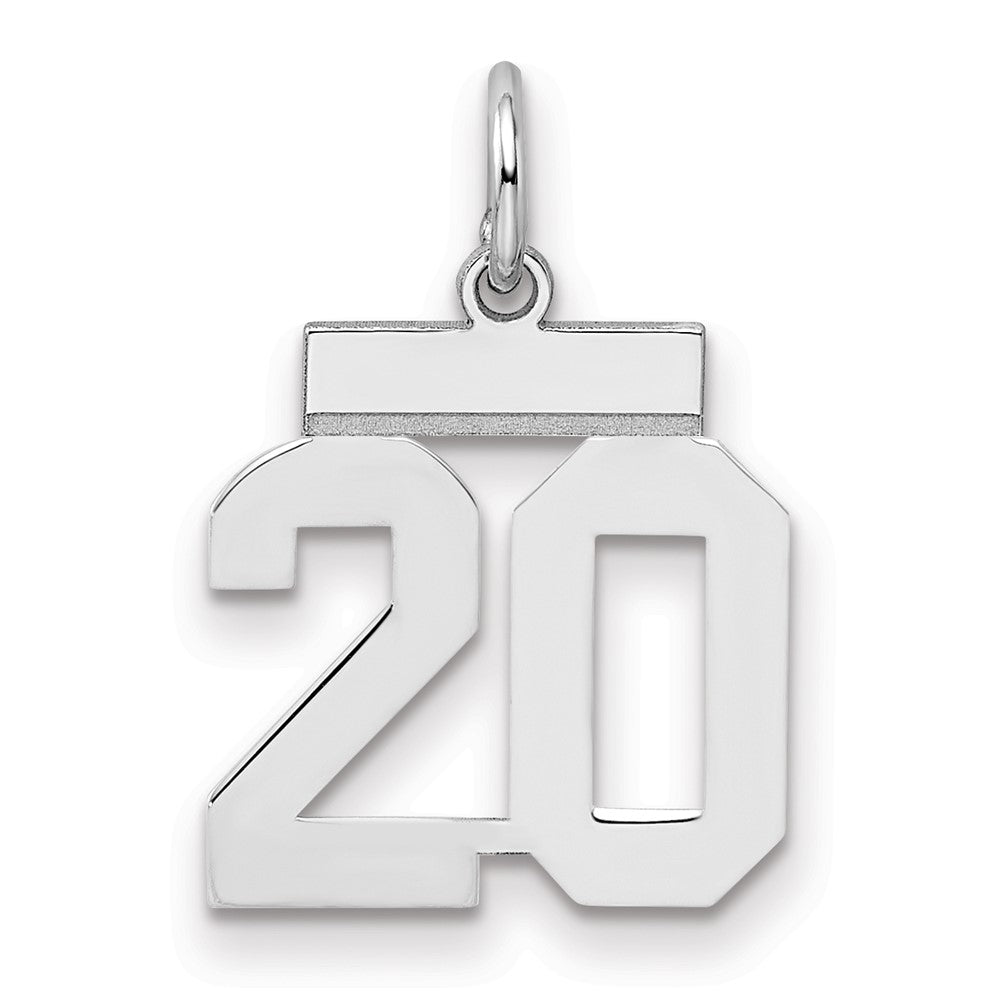 Sterling Silver/Rhodium-plated Polished Number 20 Charm - 3