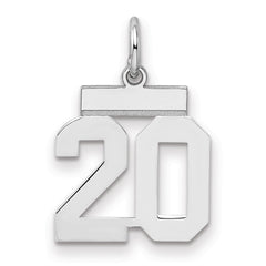 Sterling Silver/Rhodium-plated Polished Number 20 Charm - 3