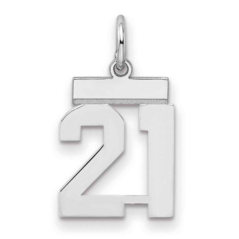 Sterling Silver/Rhodium-plated Polished Number 21 Charm - 2