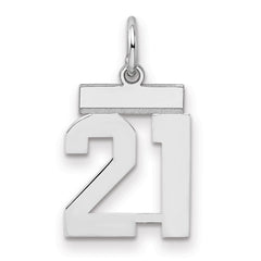 Sterling Silver/Rhodium-plated Polished Number 21 Charm - 2