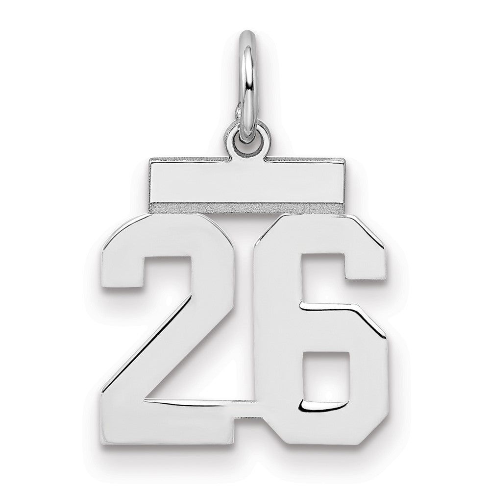 Sterling Silver/Rhodium-plated Polished Number 26 Charm - 3