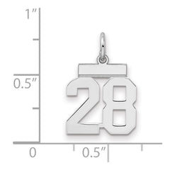 Sterling Silver/Rhodium-plated Polished Number 28 Charm - 2