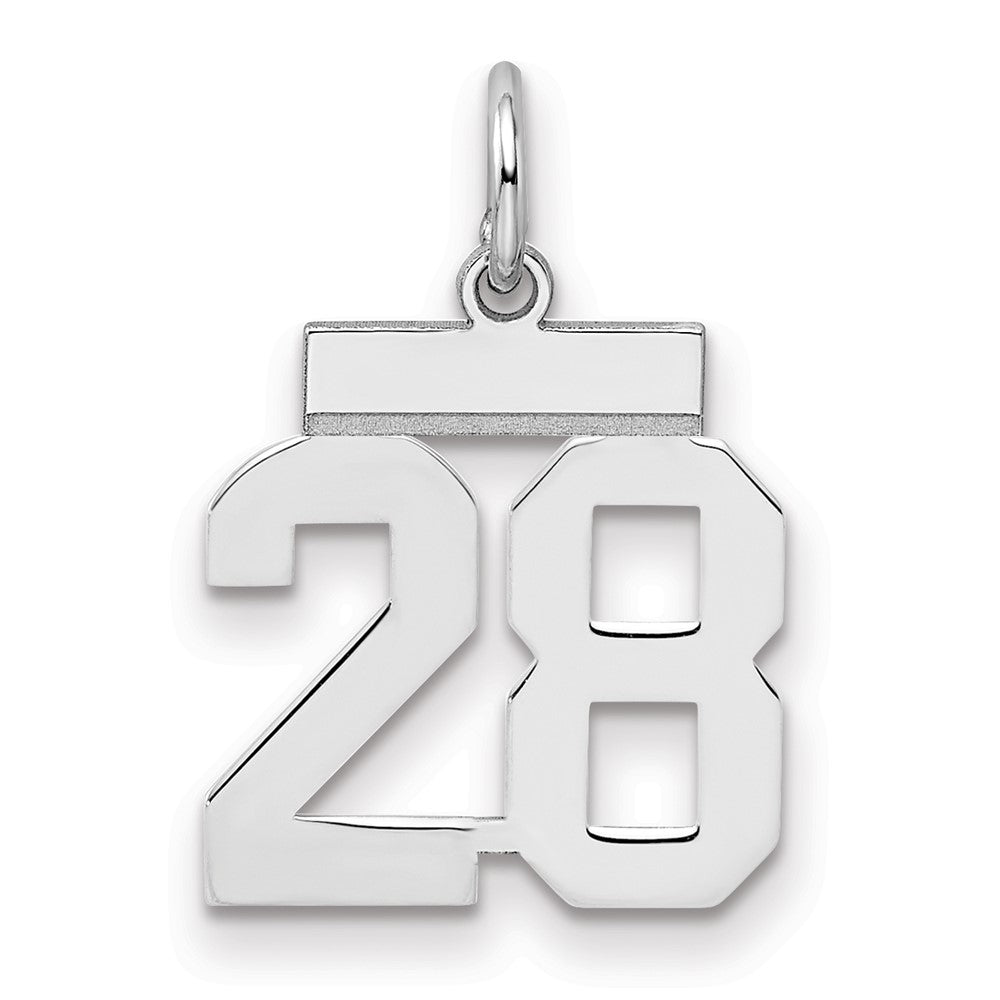 Sterling Silver/Rhodium-plated Polished Number 28 Charm - 2
