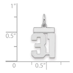 Sterling Silver/Rhodium-plated Polished Number 31 Charm - 2