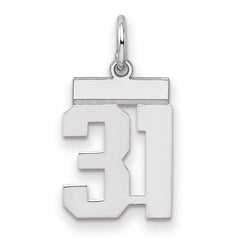 Sterling Silver/Rhodium-plated Polished Number 31 Charm - 2