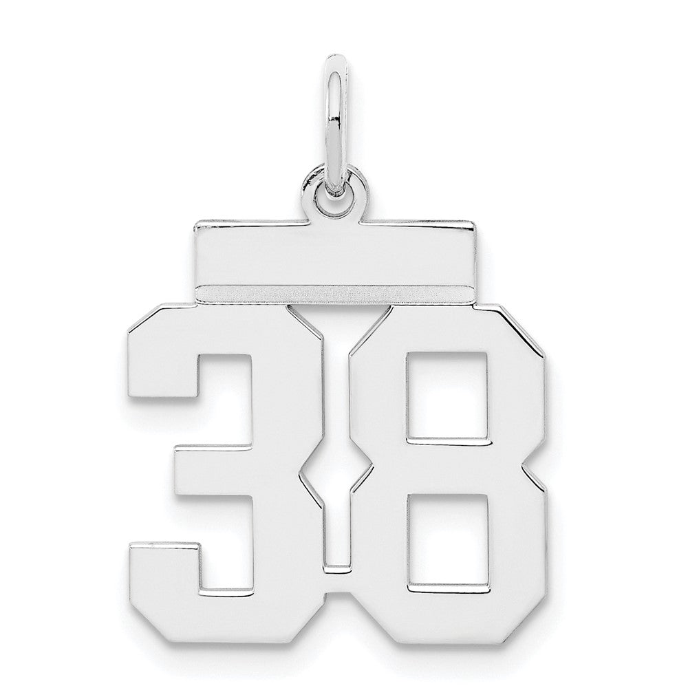 Sterling Silver/Rhodium-plated Polished Number 38 Charm - 2