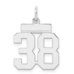 Sterling Silver/Rhodium-plated Polished Number 38 Charm - 2