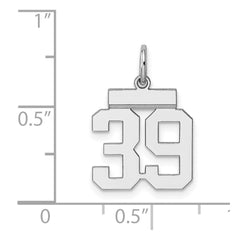 Sterling Silver/Rhodium-plated Polished Number 39 Charm - 2