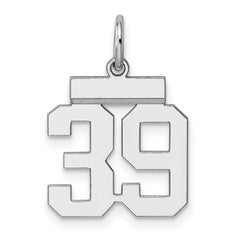 Sterling Silver/Rhodium-plated Polished Number 39 Charm - 2