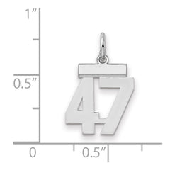 Sterling Silver/Rhodium-plated Polished Number 47 Charm - 3