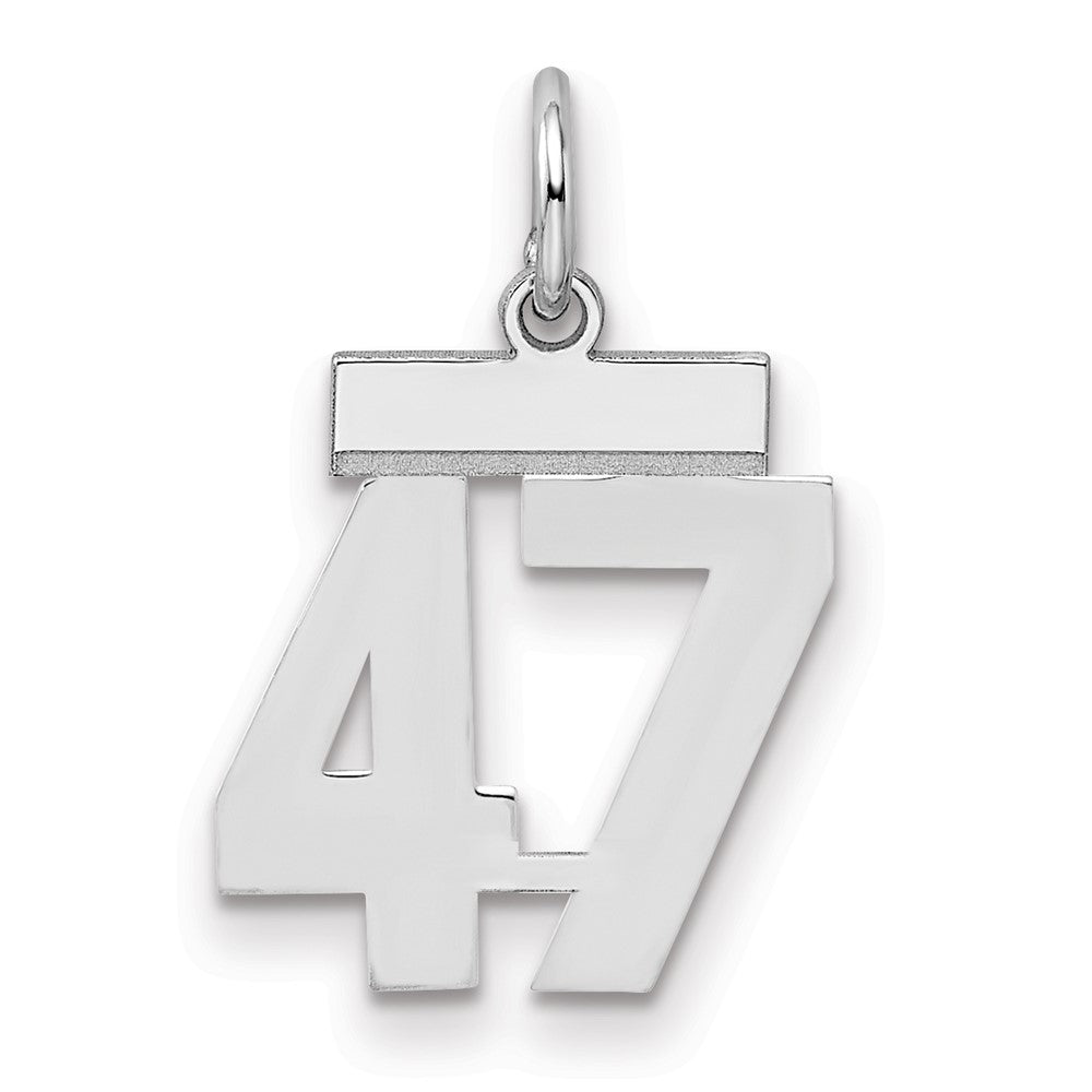Sterling Silver/Rhodium-plated Polished Number 47 Charm - 3