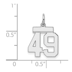 Sterling Silver/Rhodium-plated Polished Number 49 Charm - 3