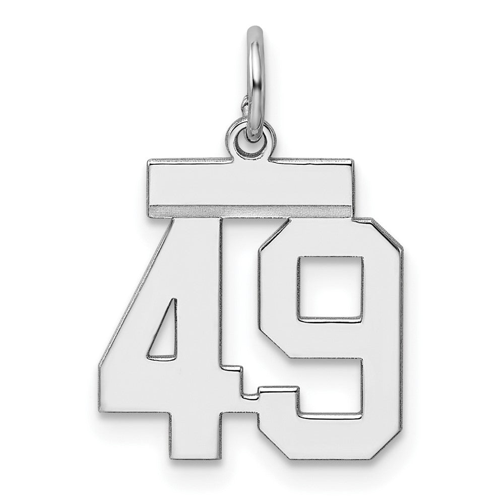 Sterling Silver/Rhodium-plated Polished Number 49 Charm - 3
