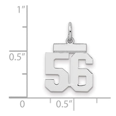 Sterling Silver/Rhodium-plated Polished Number 56 Charm - 3