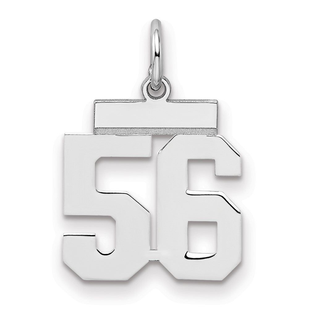 Sterling Silver/Rhodium-plated Polished Number 56 Charm - 3