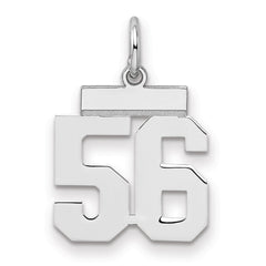 Sterling Silver/Rhodium-plated Polished Number 56 Charm - 3