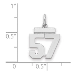 Sterling Silver/Rhodium-plated Polished Number 57 Charm - 3
