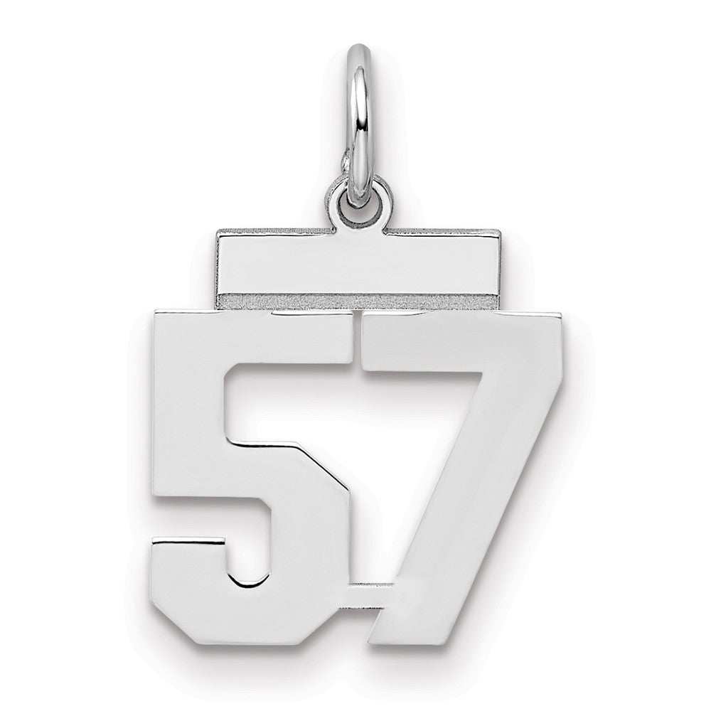 Sterling Silver/Rhodium-plated Polished Number 57 Charm - 3