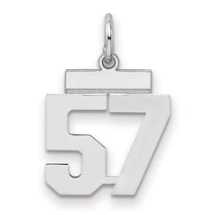 Sterling Silver/Rhodium-plated Polished Number 57 Charm - 3