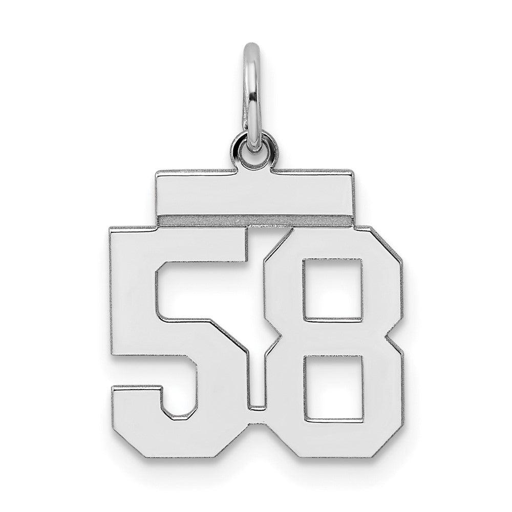 Sterling Silver/Rhodium-plated Polished Number 58 Charm - 3