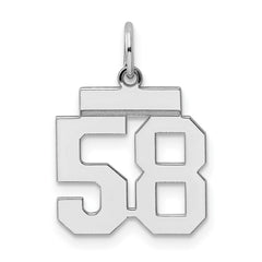 Sterling Silver/Rhodium-plated Polished Number 58 Charm - 3