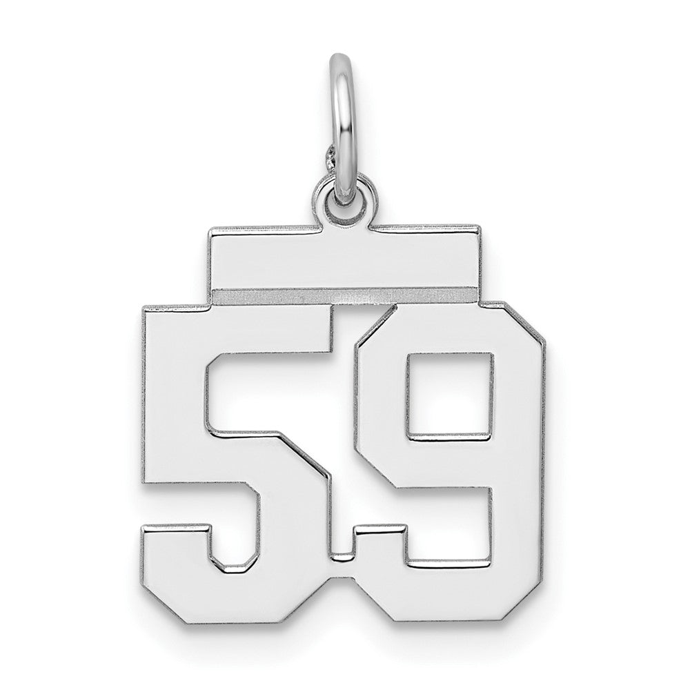 Sterling Silver/Rhodium-plated Polished Number 59 Charm - 3