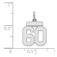 Sterling Silver/Rhodium-plated Polished Number 60 Charm - 3