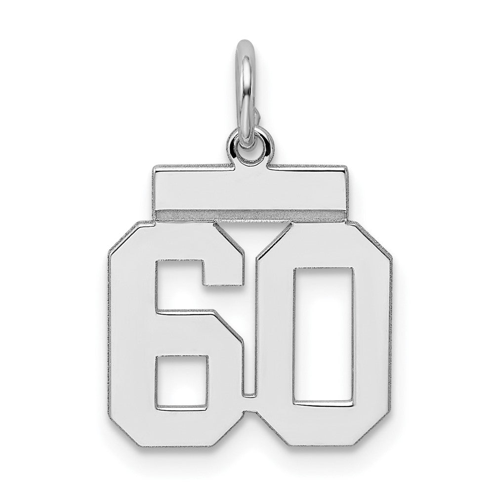 Sterling Silver/Rhodium-plated Polished Number 60 Charm - 3