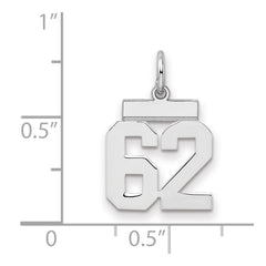 Sterling Silver/Rhodium-plated Polished Number 62 Charm - 3