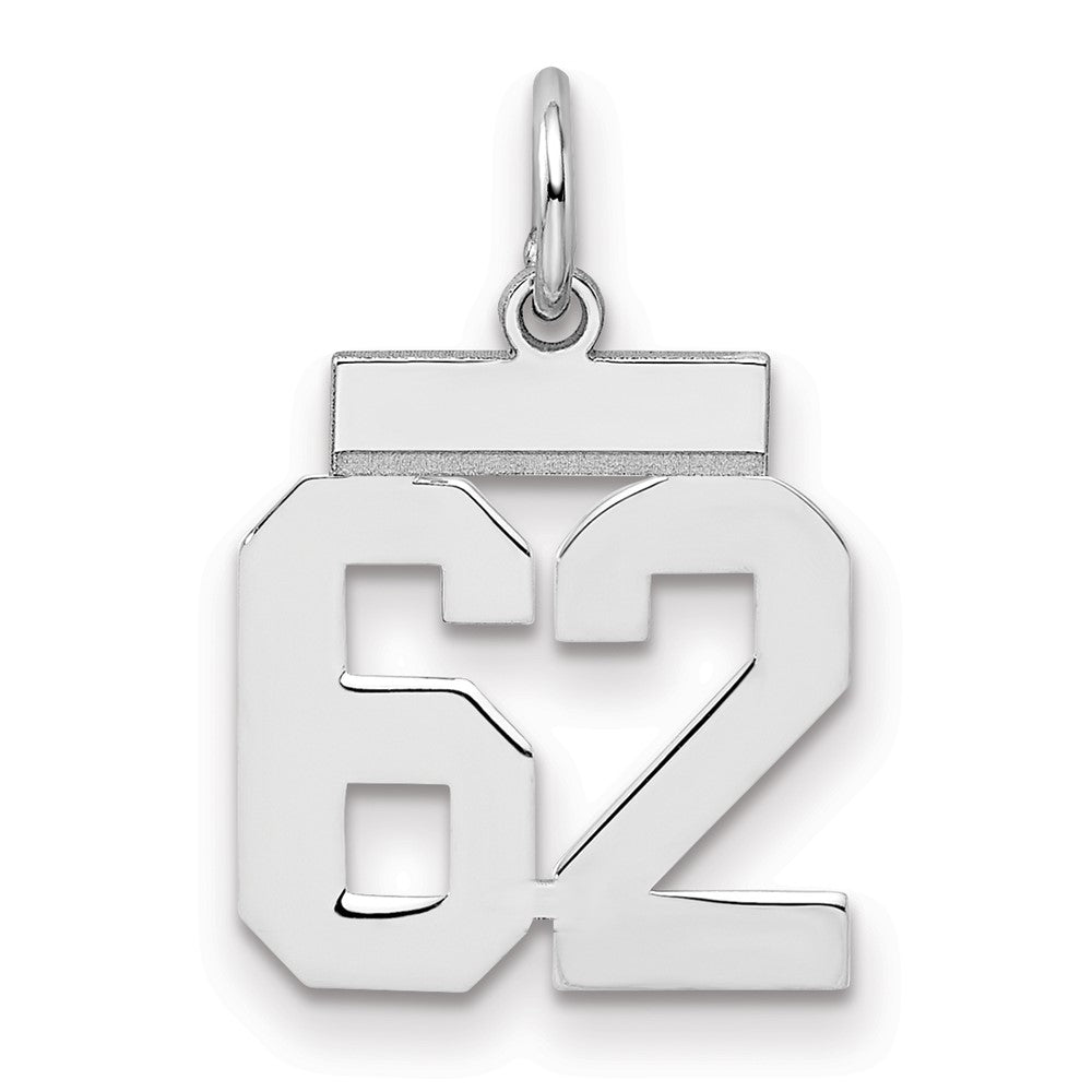 Sterling Silver/Rhodium-plated Polished Number 62 Charm - 3