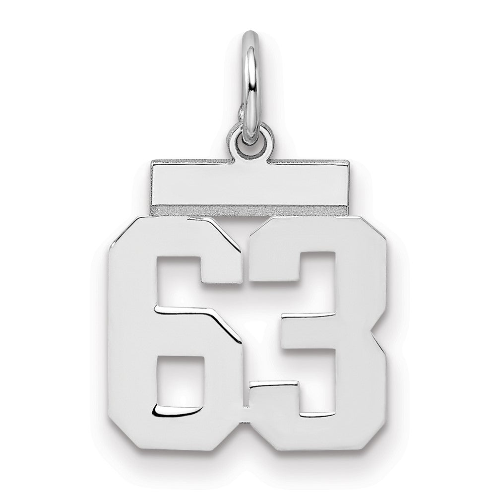 Sterling Silver/Rhodium-plated Polished Number 63 Charm - 3