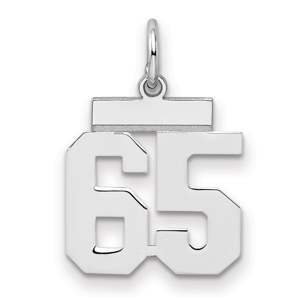 Sterling Silver/Rhodium-plated Polished Number 65 Charm - 2