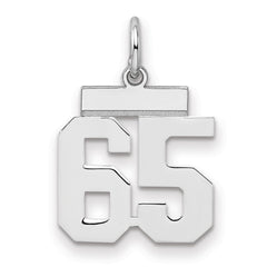 Sterling Silver/Rhodium-plated Polished Number 65 Charm - 2