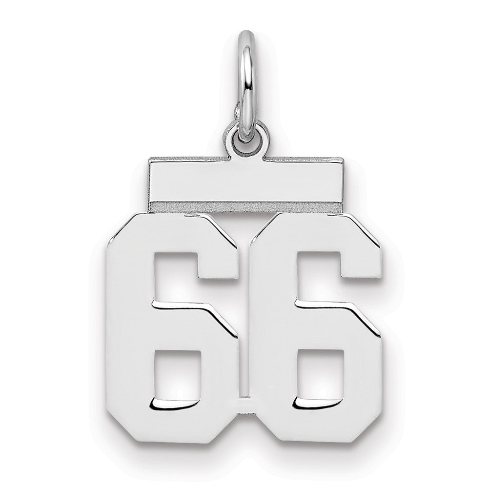 Sterling Silver/Rhodium-plated Polished Number 66 Charm - 3