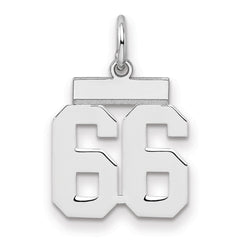 Sterling Silver/Rhodium-plated Polished Number 66 Charm - 3