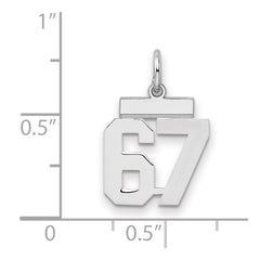 Sterling Silver/Rhodium-plated Polished Number 67 Charm - 3