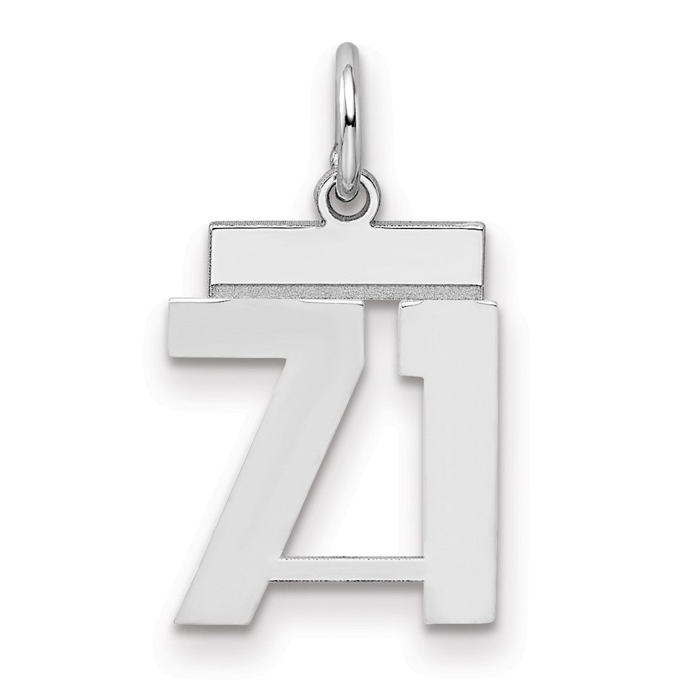 Sterling Silver/Rhodium-plated Polished Number 71 Charm - 3