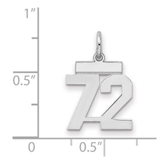 Sterling Silver/Rhodium-plated Polished Number 72 Charm - 3