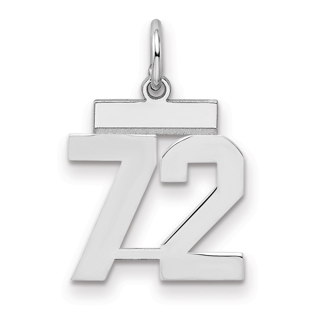 Sterling Silver/Rhodium-plated Polished Number 72 Charm - 3