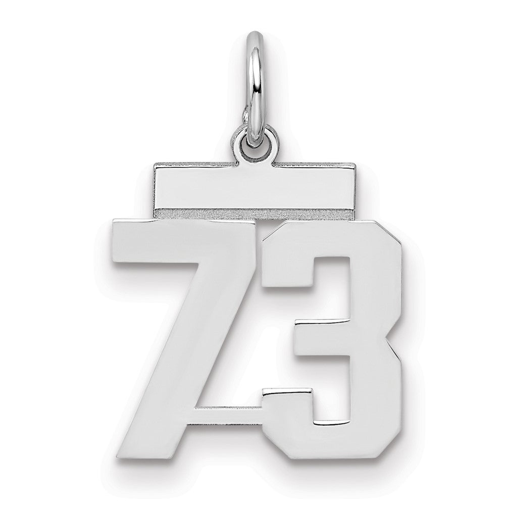 Sterling Silver/Rhodium-plated Polished Number 73 Charm - 3