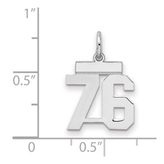 Sterling Silver/Rhodium-plated Polished Number 76 Charm - 3