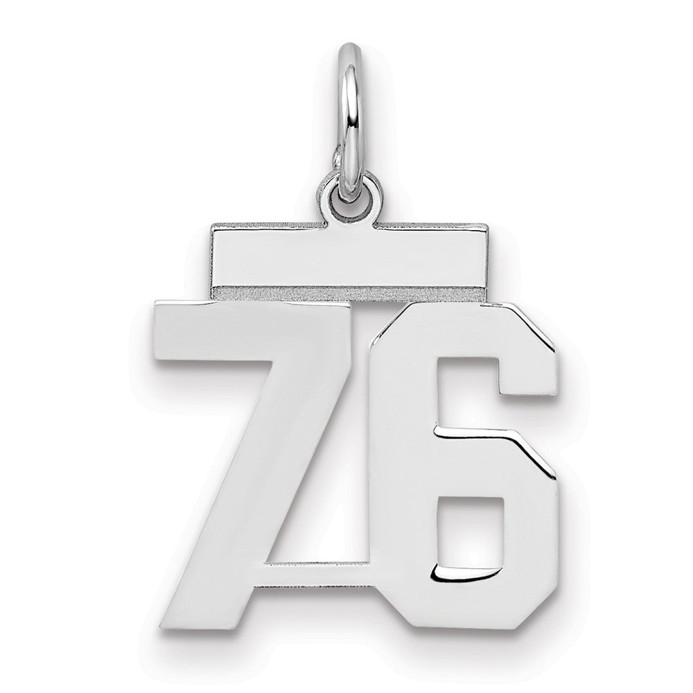 Sterling Silver/Rhodium-plated Polished Number 76 Charm - 3