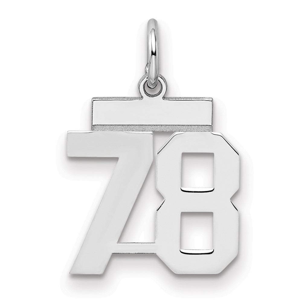 Sterling Silver/Rhodium-plated Polished Number 78 Charm - 2