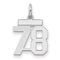 Sterling Silver/Rhodium-plated Polished Number 78 Charm - 2