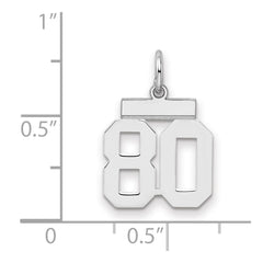 Sterling Silver/Rhodium-plated Polished Number 80 Charm - 2