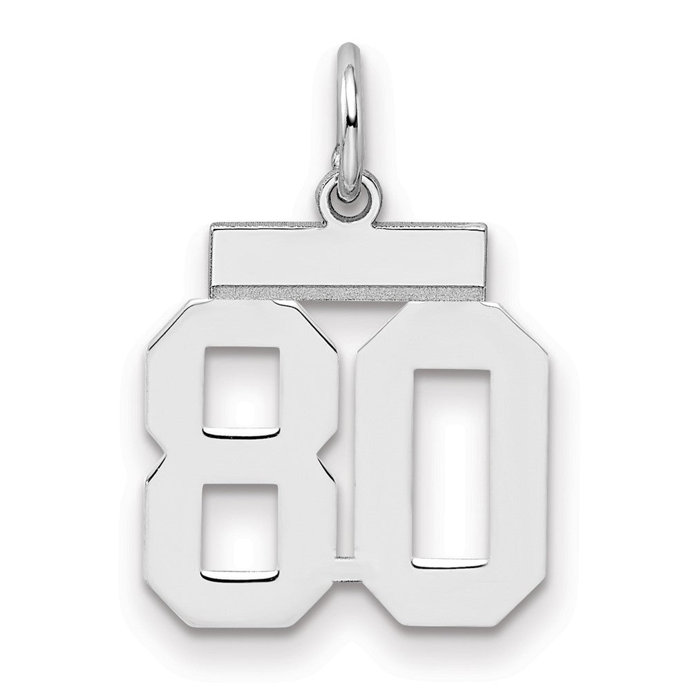 Sterling Silver/Rhodium-plated Polished Number 80 Charm - 2