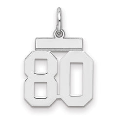 Sterling Silver/Rhodium-plated Polished Number 80 Charm - 2