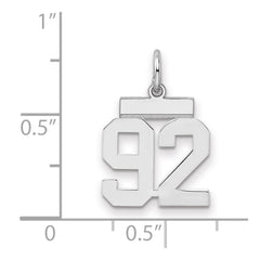 Sterling Silver/Rhodium-plated Polished Number 92 Charm - 3