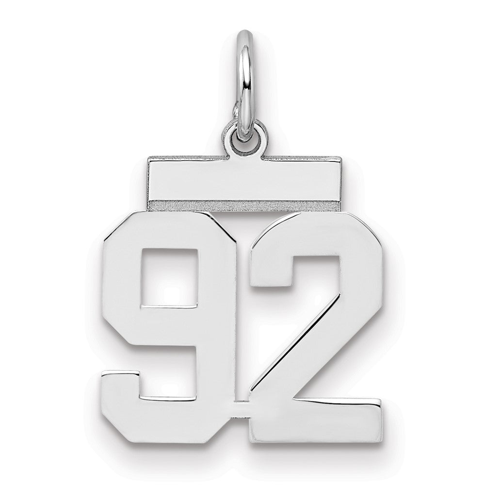 Sterling Silver/Rhodium-plated Polished Number 92 Charm - 3