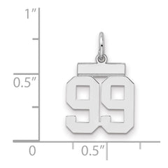 Sterling Silver/Rhodium-plated Polished Number 99 Charm - 3
